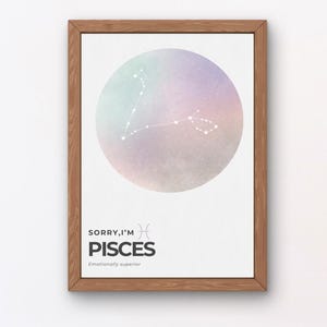 Pisces Birthday Gift for Her,Zodiac gifts Wall Art Printable,Funny Constellation Poster,for Astrology Lovers,Modern Boho Decor,gradient star