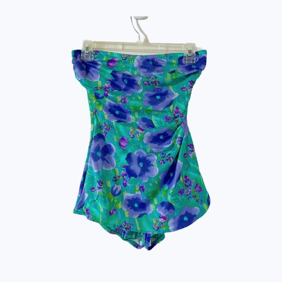 Vintage floral swimsuit Jantzen strapless swim we… - image 2