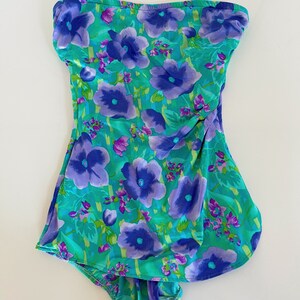 Vintage floral swimsuit Jantzen strapless swim wear size small immagine 4
