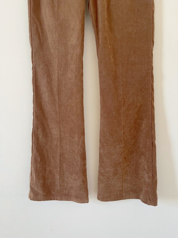 Dark brown velvet straight pants