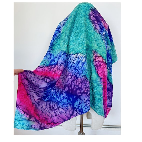 Vintage psychedelic silk scarf accessories hair w… - image 1