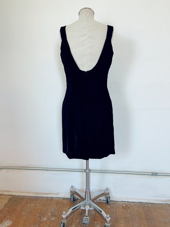Vntg black velvet dress with decorative jacket co… - image 4