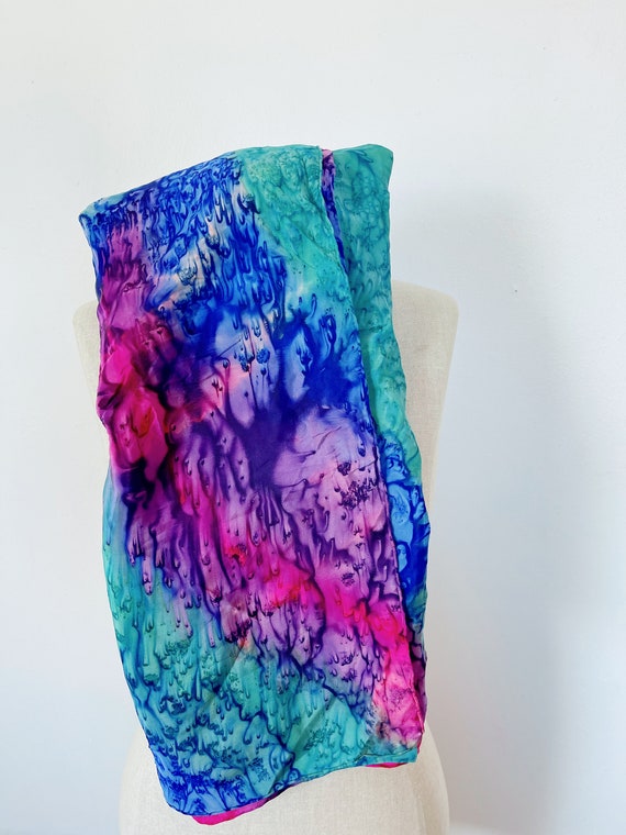 Vintage psychedelic silk scarf accessories hair w… - image 3