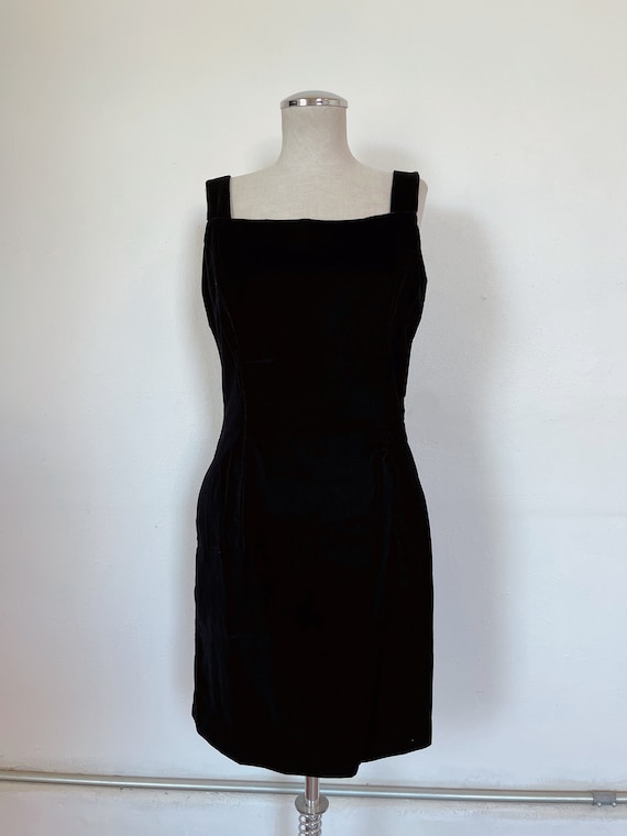 Vntg black velvet dress with decorative jacket co… - image 3