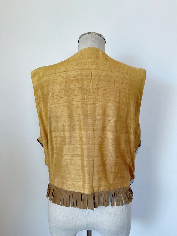 Vintage hand beaded and silk fringe vest size med… - image 10