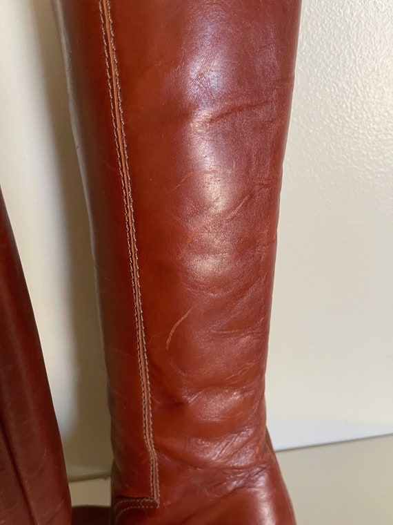 60s or 70s chestnut mahogany tall leather boots s… - image 9