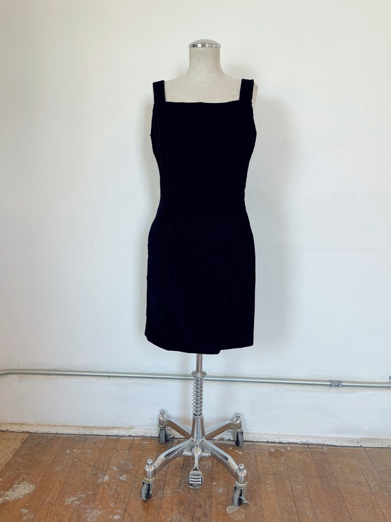 Vntg black velvet dress with decorative jacket co… - image 2