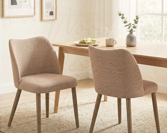 Sillas de comedor modernas tapizadas - Juego de 2 sillas de madera maciza con asientos acolchados de tela