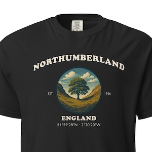 Northumberland National Park T-Shirt| Sycamore Gap| Hadrian's Wall| Vintage Travel Poster Style Shirt| Comfort Colors Heavyweight Unisex Tee