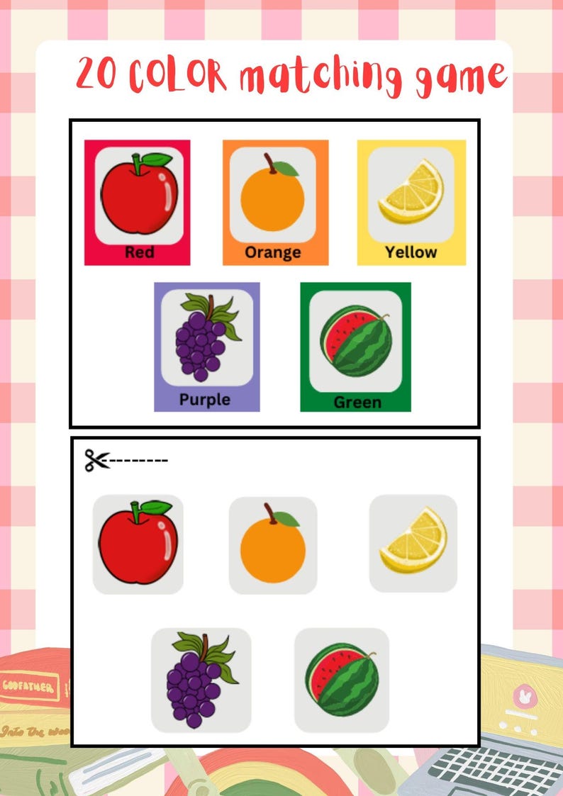 Matching Oranges Color Activity 20 Printable Matching Worksheets, Match the Picture, Match the Colour ...