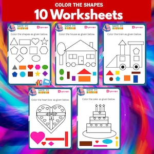 Werkbladen kleur voor vorm voor kleuterschool en identificatie-activiteit Vormen Kleurplaten voor de kleuterschool