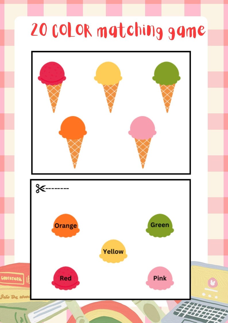 20 Printable Matching Worksheets, Match the Picture, Match the Colour ...
