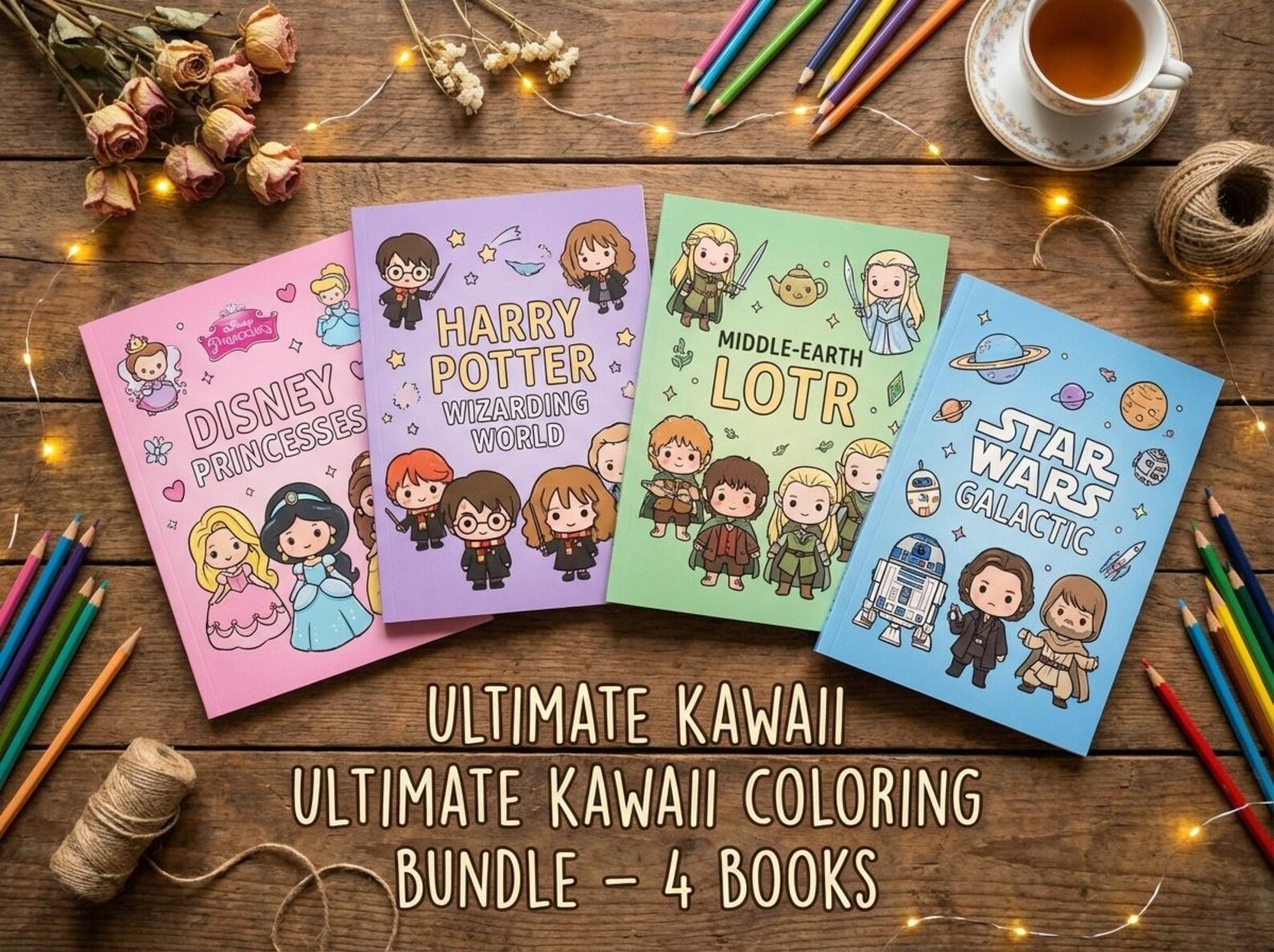 Ultimate Kawaii Coloring Book Bundle | 4 Books 90+ Pages | Disney ...