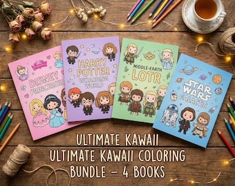 Ultimate Kawaii Coloring Book Bundle | 4 Books 90+ Pages | Disney ...