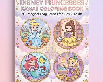 Disney Prinsessen Kawaii Kleurboek | Meer dan 30 Magische en Gezellige Scènes | Kleurplaten voor Kinderen & Volwassenen | Prinsessencadeau | Verjaardagscadeau