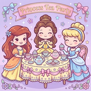 Disney Princesses Kawaii Coloring Book | 30+ Magical Cozy Scenes | Kids & Adult Coloring Pages | Princess Gift | Birthday Present image 5