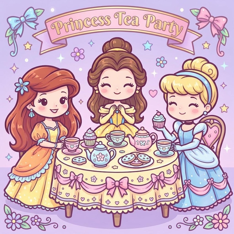 Disney Princesses Kawaii Coloring Book | 30+ Magical Cozy Scenes | Kids & Adult Coloring Pages | Princess Gift | Birthday Present image 5