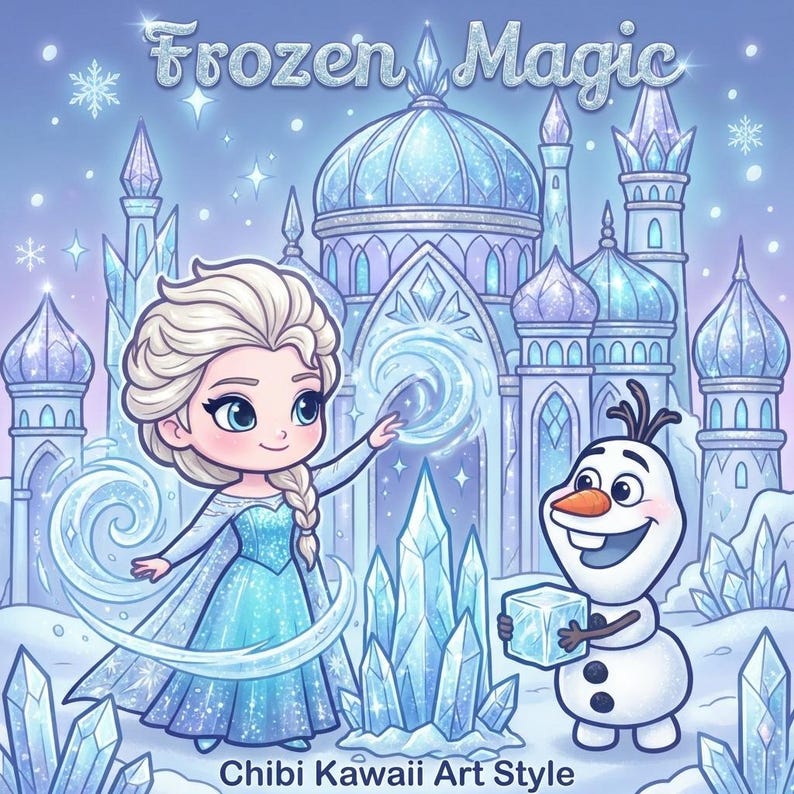 Disney Princesses Kawaii Coloring Book | 30+ Magical Cozy Scenes | Kids & Adult Coloring Pages | Princess Gift | Birthday Present image 3