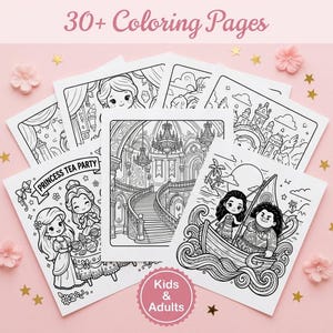Disney Princesses Kawaii Coloring Book | 30+ Magical Cozy Scenes | Kids & Adult Coloring Pages | Princess Gift | Birthday Present image 6