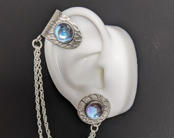 Handmade Bajoran Chain Ear Cuff, Star Trek Cosplay Earring, Sterling Silver Fantasy Jewelry