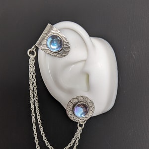 Bajoran Inspired Earring, Ear Cuff Chain Earrings, Star Trek Inspired Cosplay, Star Trek Inspired Jewelry, Sci Fi Jewelry, Fantasy Ear Cuff