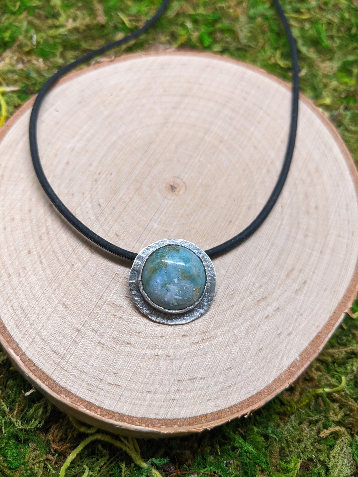 Jade Necklace Round Pendant Sterling Silver Circle Necklace Etsy