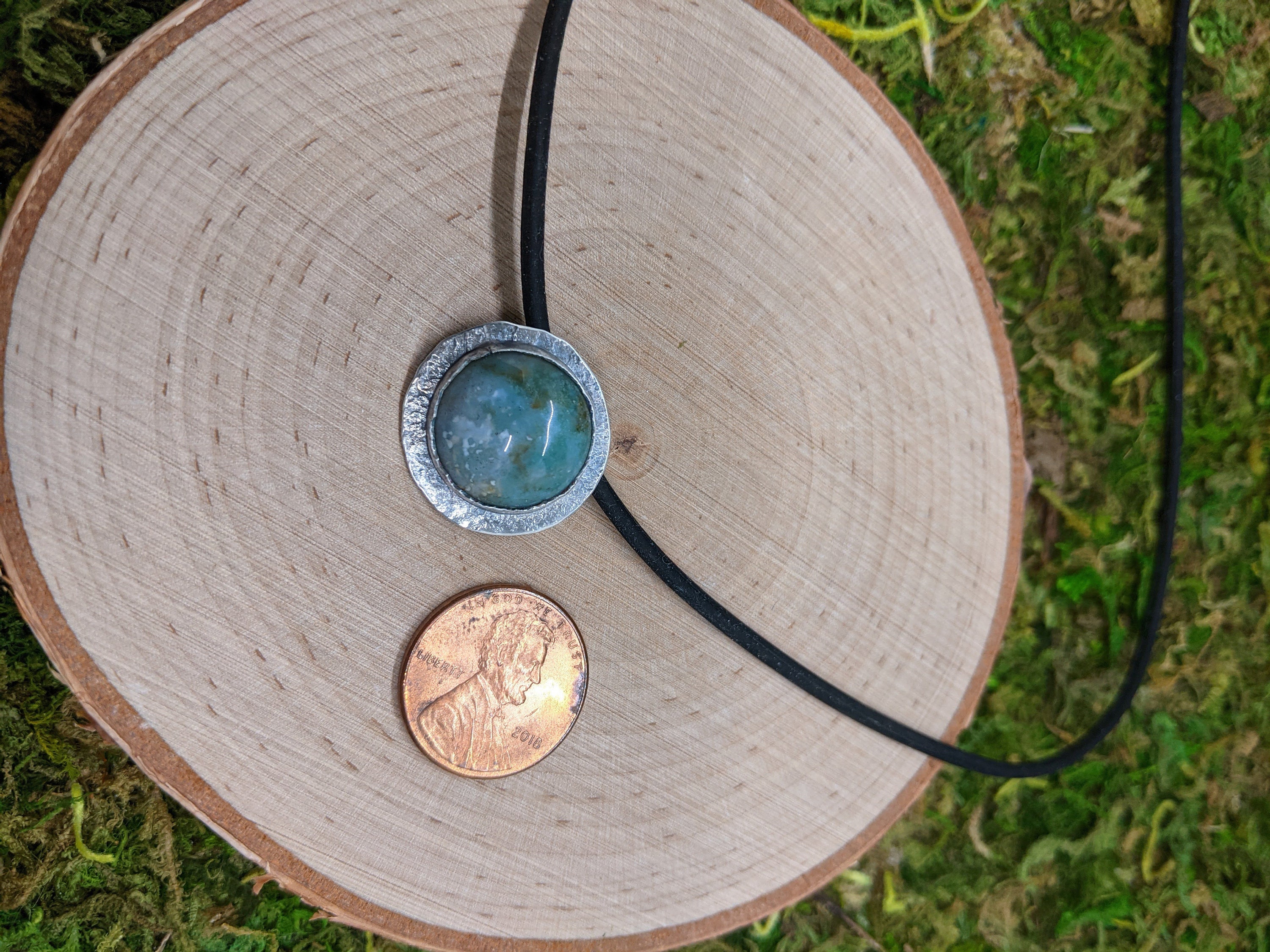 Jade Necklace Round Pendant Sterling Silver Circle Necklace | Etsy