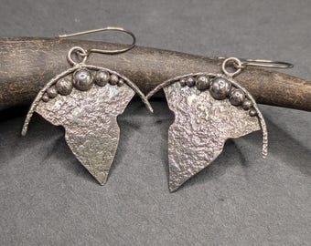 Handmade Arrow Dangle Earrings, Sterling Silver Boho Earrings, Rustic Artisan Jewelry