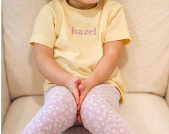 Camiseta personalizada para bebé/niño pequeño con nombre, de algodón jersey bordado, tallas de 6 M a 3T.