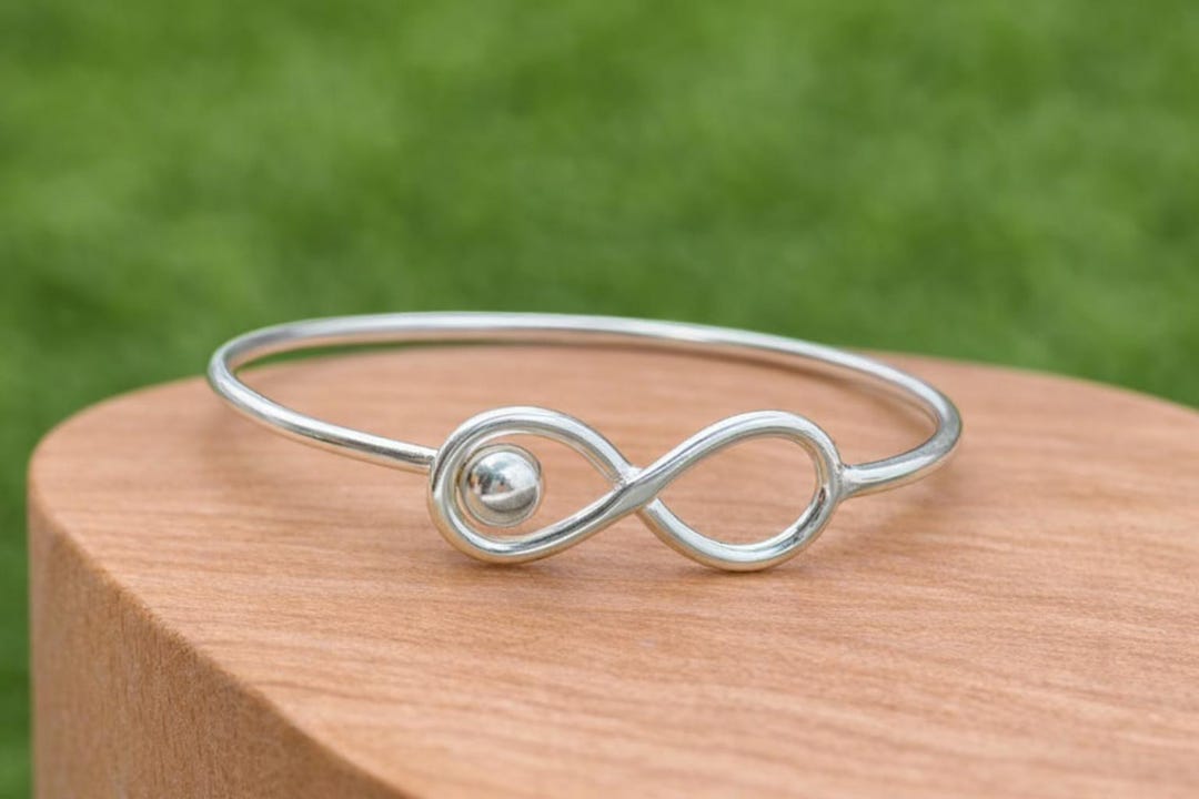 Infinity Bangle Design Sterling Silver Infinity Bangle Bracelet, Minimalist Handmade Jewelry ...