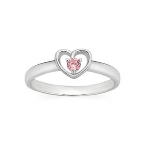Pink Sapphire Heart Ring, Silver Heart Promise Ring, Dainty Pink Gemstone Ring, Minimalist Love Ring, Romantic Gift for Her, Stackable Ring
