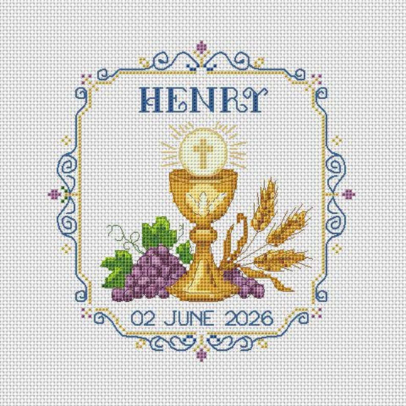 First Holy Communion Cross Stitch Pattern, Chalice Religious Sampler ...