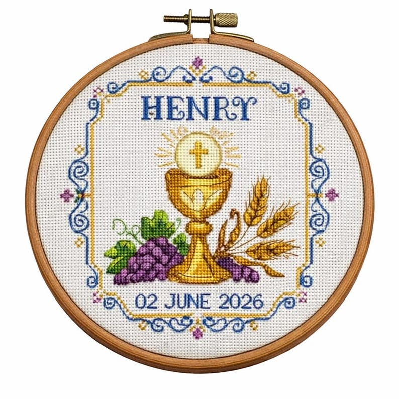 First Holy Communion Cross Stitch Pattern, Chalice Religious Sampler ...