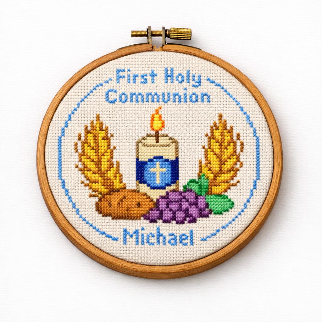 First Holy Communion Cross Stitch Pattern PDF, Personalized Boy Baptism ...