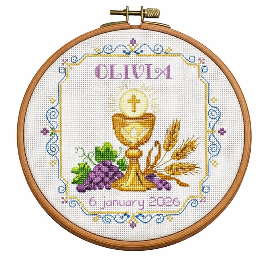 First Holy Communion Cross Stitch Pattern, Chalice Religious Sampler ...