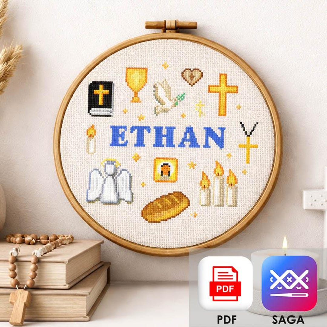 First Holy Communion Cross Stitch Pattern PDF, Personalized Boy ...