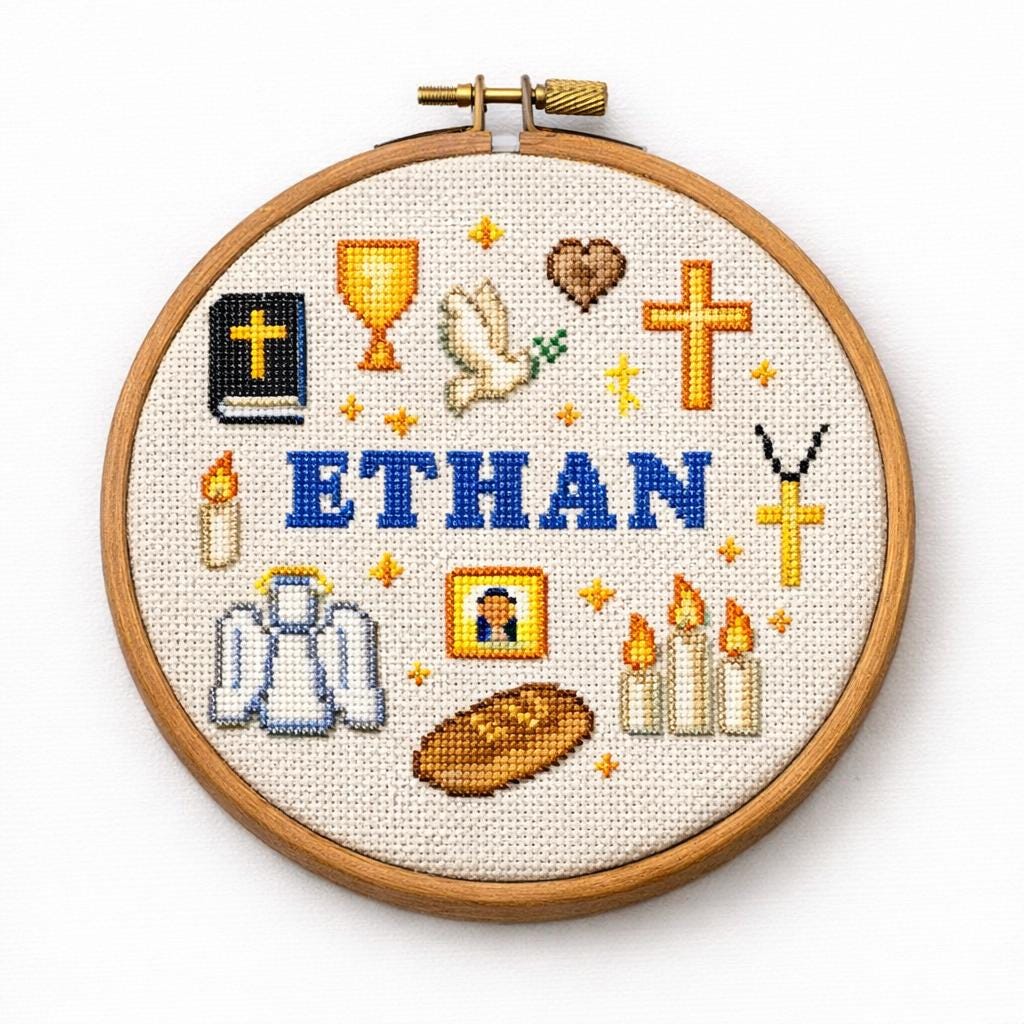 First Holy Communion Cross Stitch Pattern PDF, Personalized Boy ...