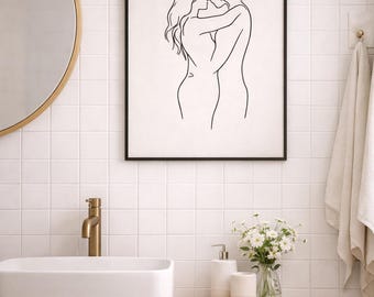 Intimate Line Art Couple Printable