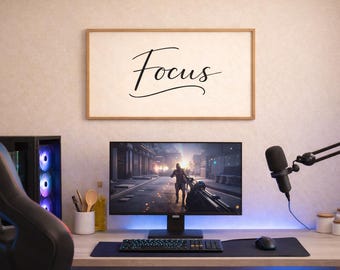 Focus Quote Art, Minimalist Beige Typography Print (Digital Download)