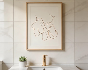 Minimalist Couple Line Art Print, Romantic Outline Wall Art (Digital Download)