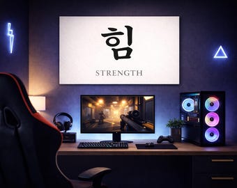 Korean Strength Print, Him Calligraphy Wall Art (Digital Download)