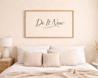 Do It Now Print, Minimalist Beige Typography, Motivational Wall Art (Digital Download)