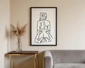 Abstract Intertwined Couple – Minimalist Line Drawing Wall Art, Romantic Modern Bedroom Print