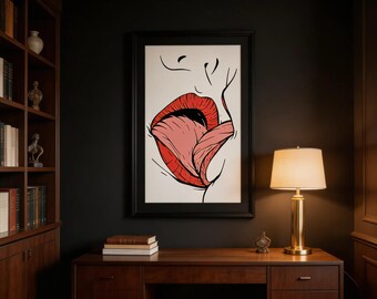 Contemporary Lips Illustration Poster