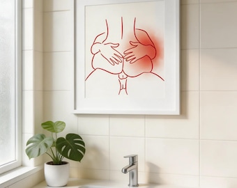 Abstract Feminine Line Art, Minimalist Nude Woman Poster, Body Positive Wall Art