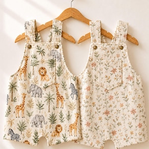 Baby Sewing Pattern PDF | Dungaree Shorts | 0-12 Months | Instant Download