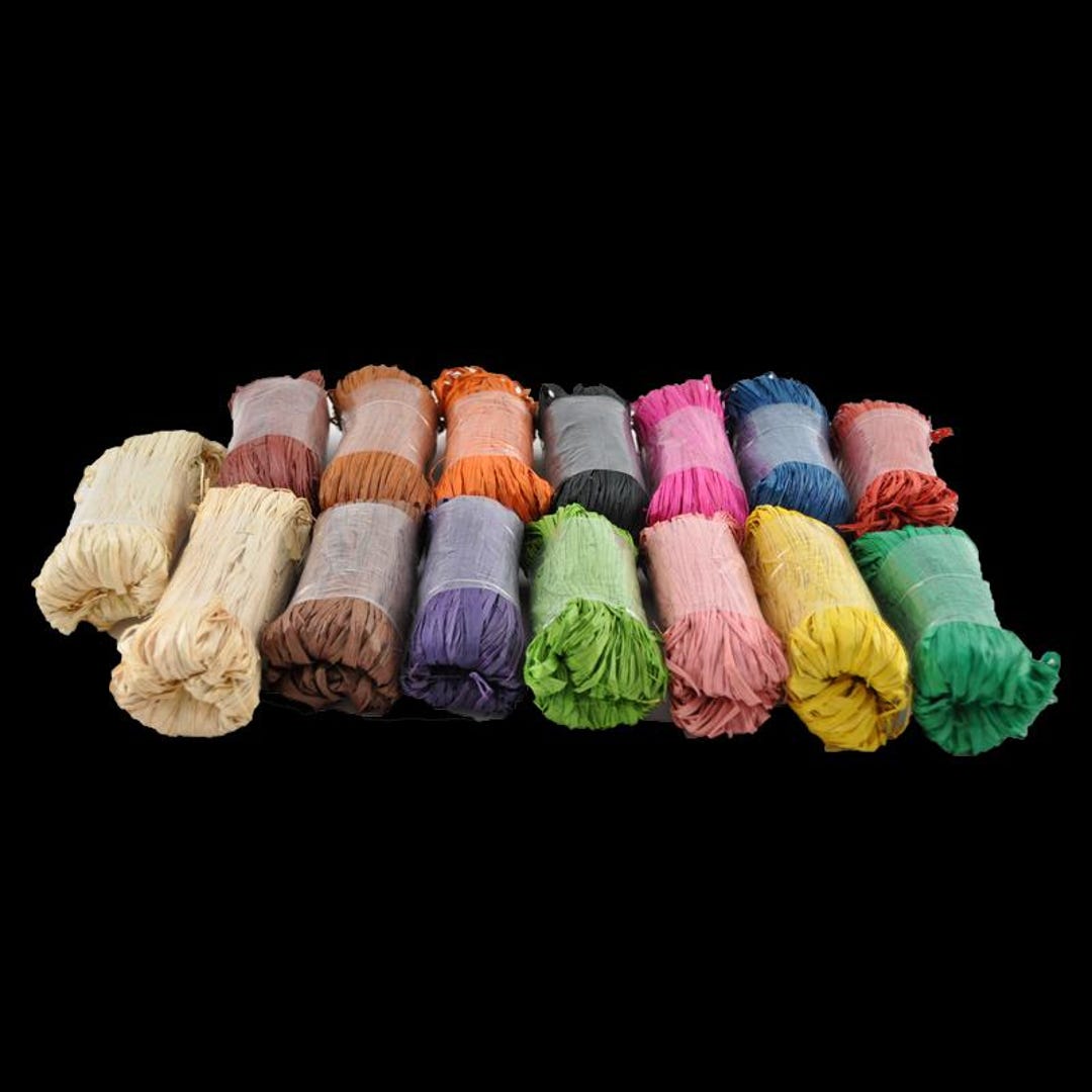 Kit 15 Pelotes De Raphia Naturel Et Coloré / Natural Raffia Yarn Set ...