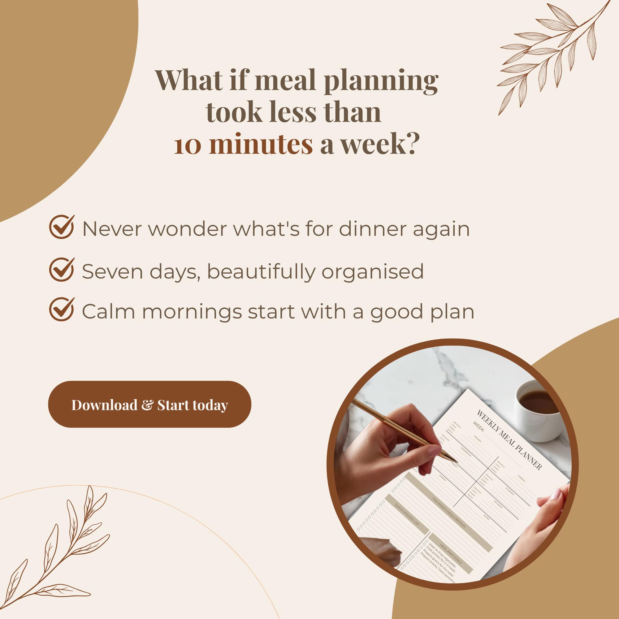 Weekly Meal Planner Printable | Minimalist Organizer With Grocery List ...
