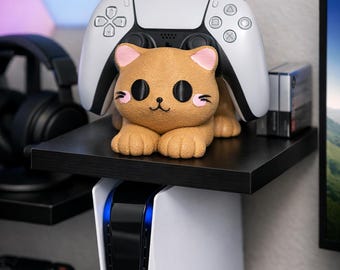 Schattige kattencontrollerhouder voor PS5 DualSense- en Xbox-controllers, speels gamingdock voor het weergeven en beschermen van controllers Perfect bureau