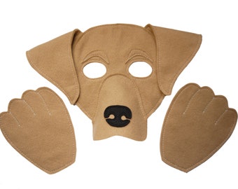 Labrador costume Mask, adult, boys, girls, dog, Book day, puppy, children's or adults size, puppy, school play, theatre